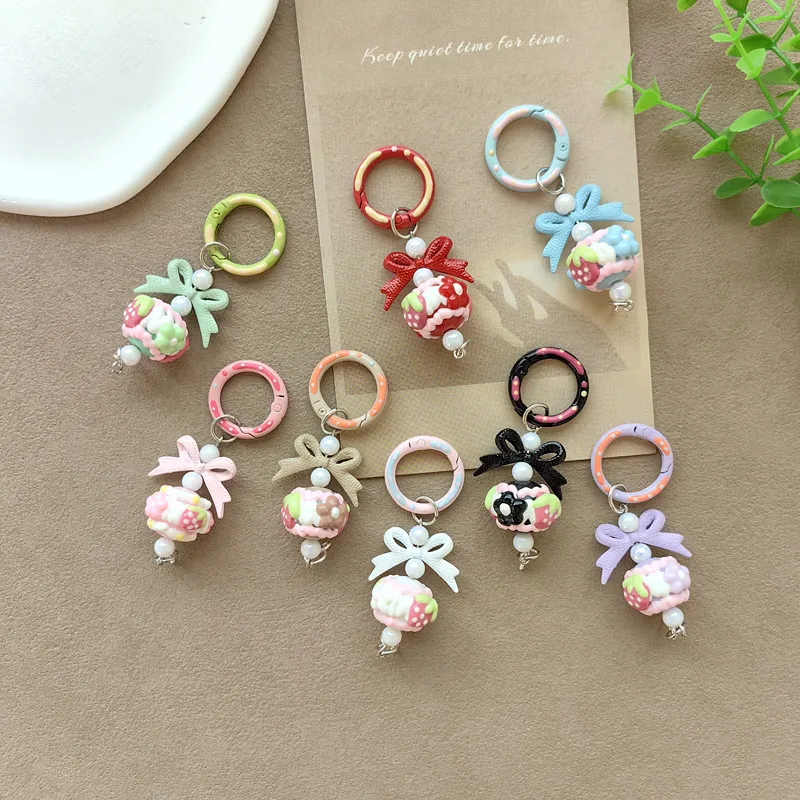 Short Hand-Painted Bead Phone Chain – Live Streaming Same Style with Cute Doll Beads, Keychain & Bag Charm Pendant